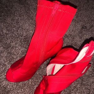 Red Open Toe Booties